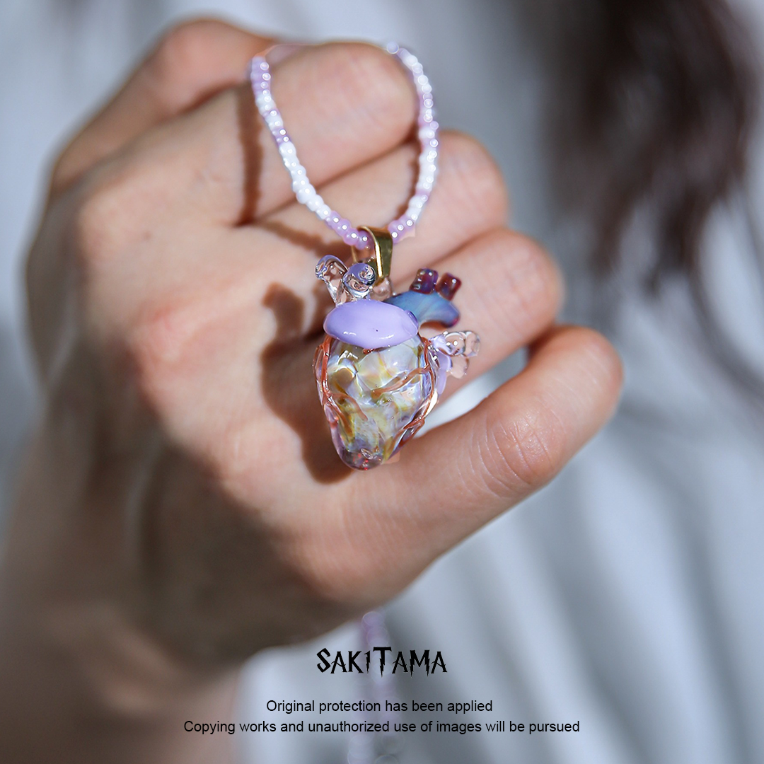 Wisteria Whisper Handmade fired glass necklace