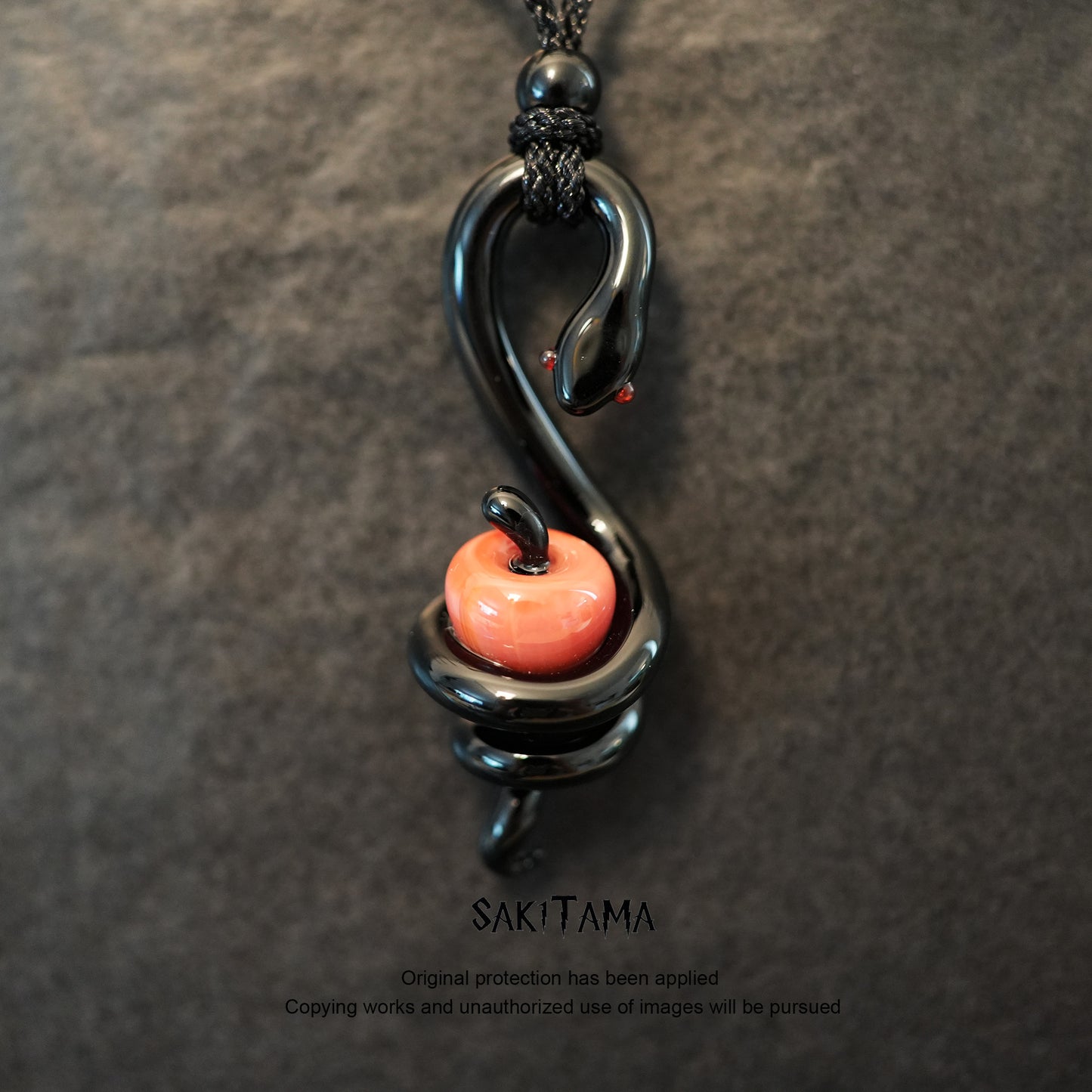 Obsidian Sin – Snake & Apple | Handmade Glasswork