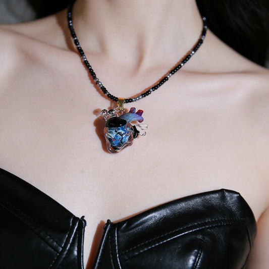 Anatomical Heart Pendant & Ink Orchid