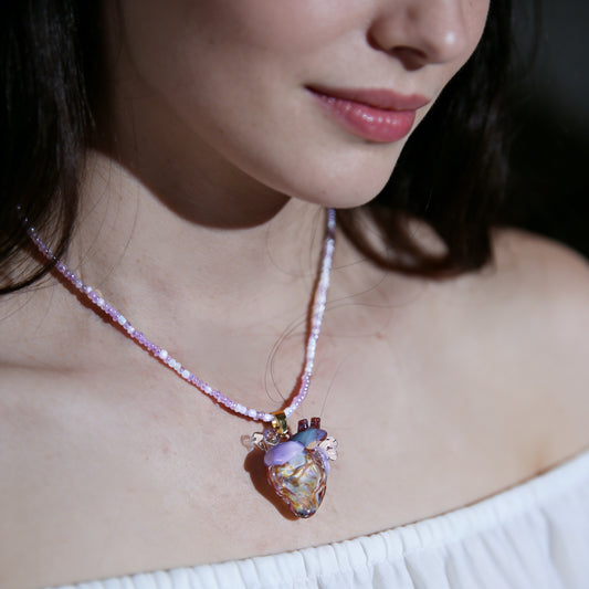 Anatomical Heart Pendant & Wisteria Whisper