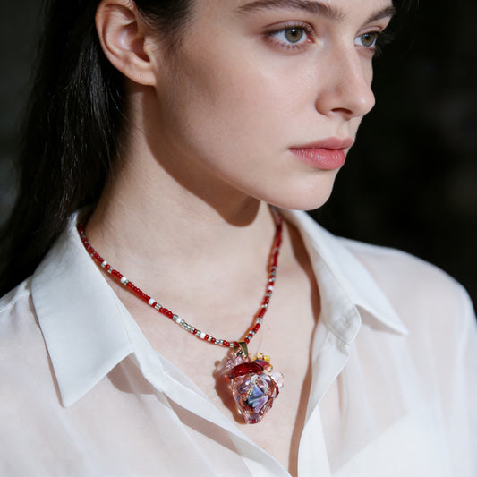 Anatomical Heart Pendant & Red Iris