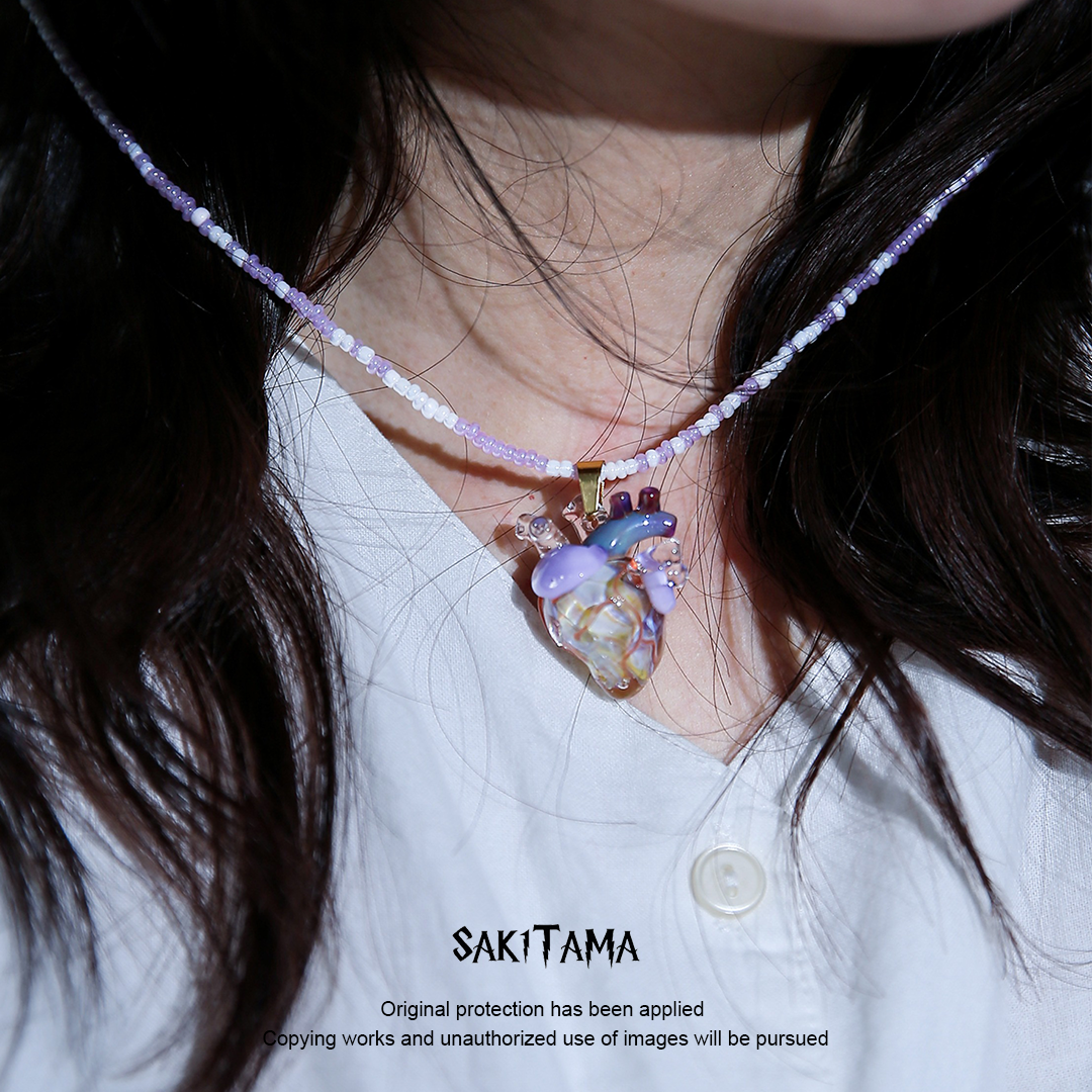 Wisteria Whisper Handmade fired glass necklace