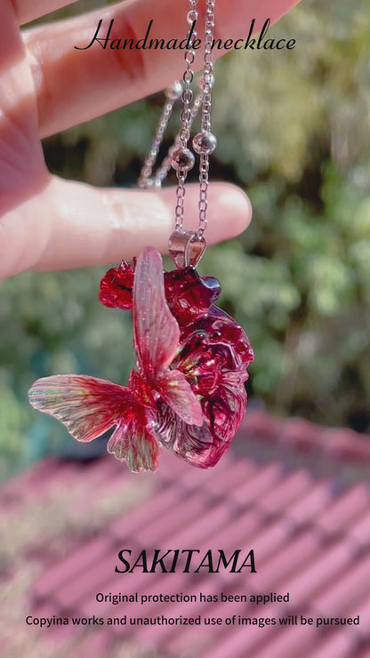 Crimson Butterfly Pendants