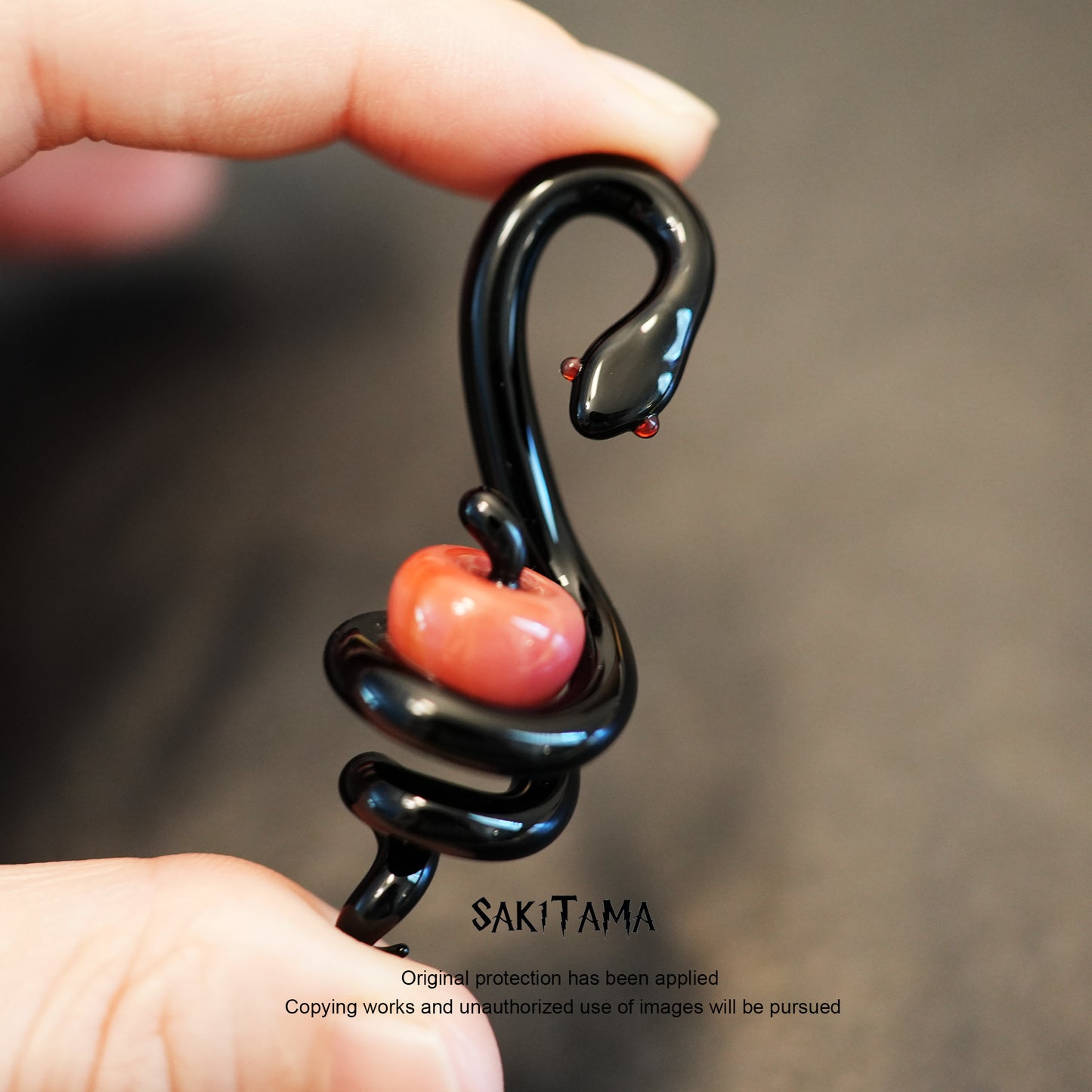 Obsidian Sin – Snake &amp; Apple | Handmade Glasswork